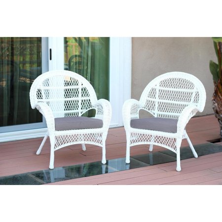 JECO W00209-C-2-FS033-CS Santa Maria White Wicker Chair with Steel Blue Cushion W00209-C_2-FS033-CS